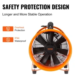 VEVOR Portable Ventilator, 12 inch Heavy Duty Cylinder Fan with 33ft Duct Hose, 585W Strong Shop Exhaust Blower 3198CFM, Industrial Utility Blower for Sucking Dust, Smoke, Smoke Home/Workplace