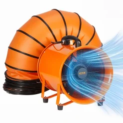VEVOR Portable Ventilator, 12 inch Heavy Duty Cylinder Fan with 33ft Duct Hose, 585W Strong Shop Exhaust Blower 3198CFM, Industrial Utility Blower for Sucking Dust, Smoke, Smoke Home/Workplace