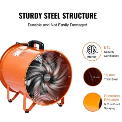 VEVOR Portable Ventilator, 16 inch Heavy Duty Cylinder Fan with 33ft Duct Hose, 1350W Strong Shop Exhaust Blower 5175CFM, Industrial Utility Blower for Sucking Dust, Smoke, Smoke Home/Workplace