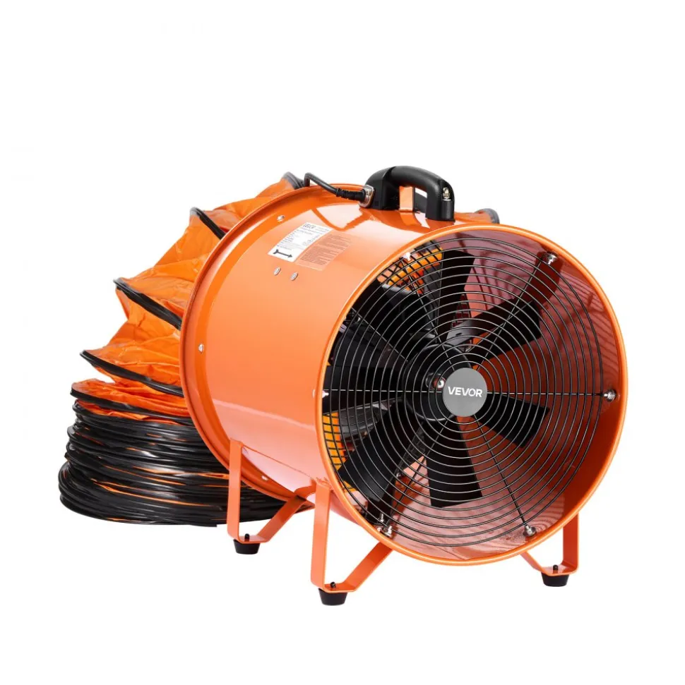 VEVOR Portable Ventilator, 16 inch Heavy Duty Cylinder Fan with 33ft Duct Hose, 1350W Strong Shop Exhaust Blower 5175CFM, Industrial Utility Blower for Sucking Dust, Smoke, Smoke Home/Workplace