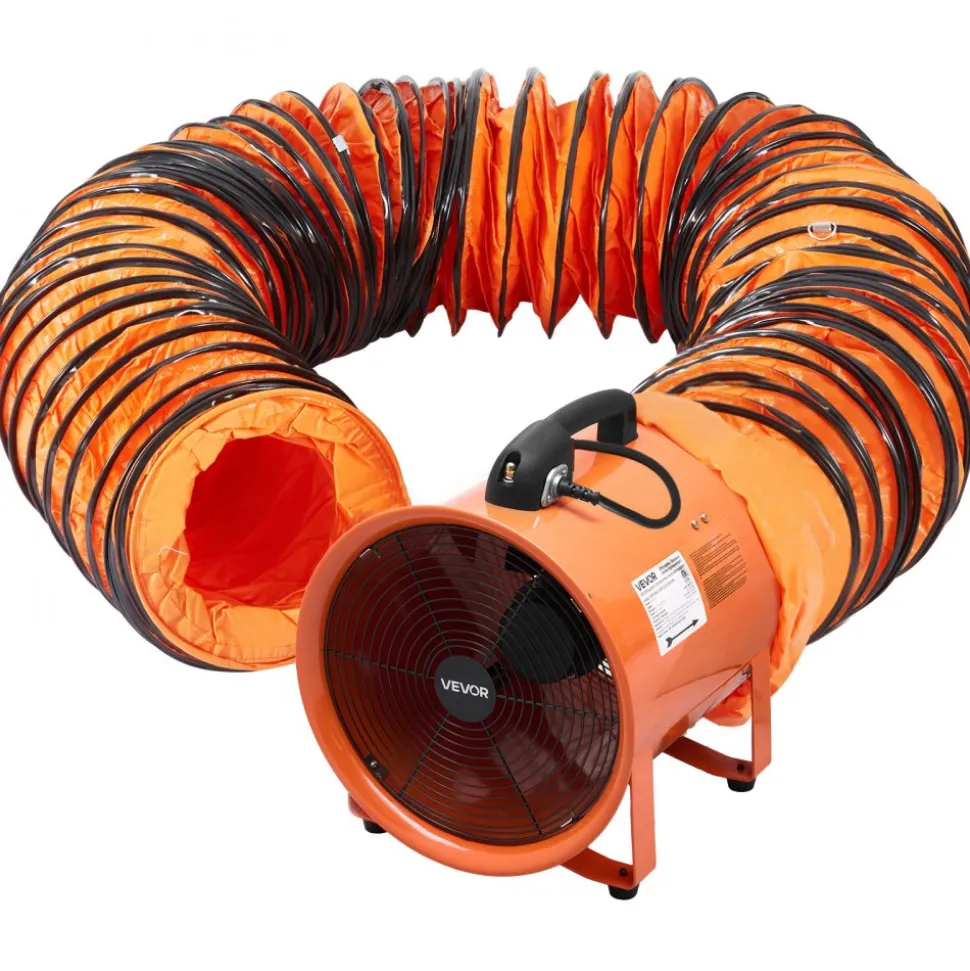 VEVOR Portable Ventilator, 16 inch Heavy Duty Cylinder Fan with 33ft Duct Hose, 1350W Strong Shop Exhaust Blower 5175CFM, Industrial Utility Blower for Sucking Dust, Smoke, Smoke Home/Workplace