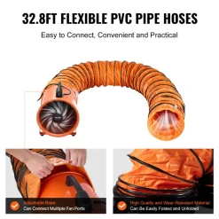 VEVOR Portable Ventilator, 16 inch Heavy Duty Cylinder Fan with 33ft Duct Hose, 1350W Strong Shop Exhaust Blower 5175CFM, Industrial Utility Blower for Sucking Dust, Smoke, Smoke Home/Workplace