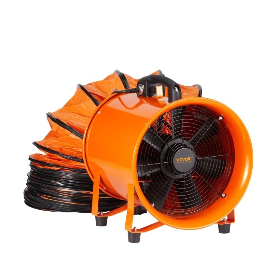 VEVOR Portable Ventilator, 12 inch Heavy Duty Cylinder Fan with 16.4ft Duct Hose, 585W Strong Shop Exhaust Blower 3198CFM, Industrial Utility Blower for Sucking Dust, Smoke, Smoke Home/Workplace