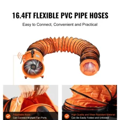 VEVOR Portable Ventilator, 12 inch Heavy Duty Cylinder Fan with 16.4ft Duct Hose, 585W Strong Shop Exhaust Blower 3198CFM, Industrial Utility Blower for Sucking Dust, Smoke, Smoke Home/Workplace