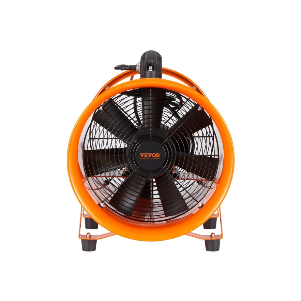 VEVOR Portable Ventilator, 8 inch Heavy Duty Cylinder Fan with 33ft Duct Hose, 195W Strong Shop Exhaust Blower 1070CFM, Industrial Utility Blower for Sucking Dust, Smoke, Smoke Home/Workplace