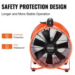 VEVOR Portable Ventilator, 12 inch Heavy Duty Cylinder Fan with 33ft Duct Hose, 560W Strong Shop Exhaust Blower 2894CFM, Industrial Utility Blower for Sucking Dust, Smoke, Smoke Home/Workplace