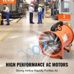 VEVOR Portable Ventilator, 12 inch Heavy Duty Cylinder Fan with 33ft Duct Hose, 560W Strong Shop Exhaust Blower 2894CFM, Industrial Utility Blower for Sucking Dust, Smoke, Smoke Home/Workplace