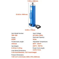 VEVOR Portable Welding Rod Oven, 10LBS Capacity Electrodes Drying Oven 230W 120V, 86℉ to 302℉ Adjustable Welding Rods Dryer for 18-inch Stick Electrodes - with Easy-to-Carry Side Handle