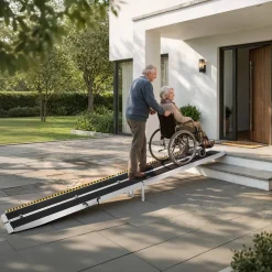 VEVOR Portable Wheelchair Ramp, 12FT, Non-Slip Aluminum Folding Handicap Ramp for Wheelchair, 800 lbs Capacity, Door Threshold Ramps for Home Steps, Stairs, Entry, Threshold, Doorways, Scooter, Curbs
