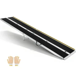 VEVOR Portable Wheelchair Ramp, 12FT, Non-Slip Aluminum Folding Handicap Ramp for Wheelchair, 800 lbs Capacity, Door Threshold Ramps for Home Steps, Stairs, Entry, Threshold, Doorways, Scooter, Curbs