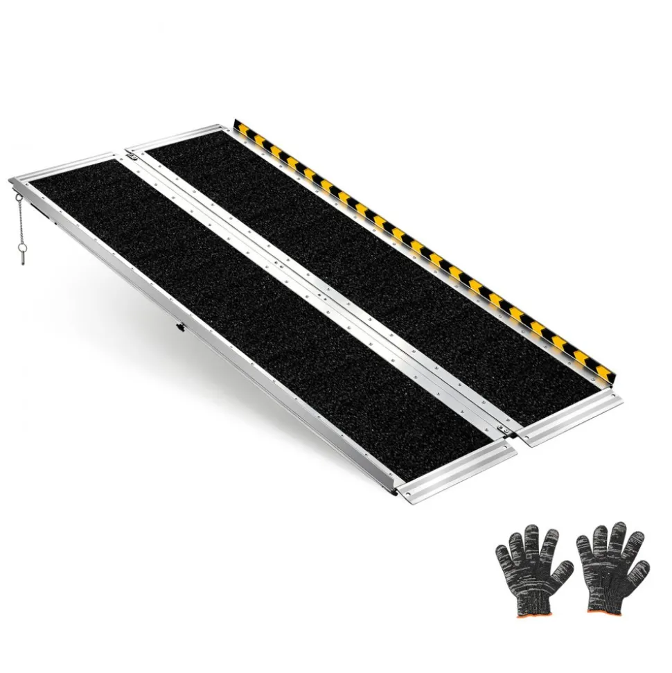 VEVOR Portable Wheelchair Ramp, 5FT, Non-Slip Aluminum Folding Handicap Ramp for Wheelchair, 800 lbs Capacity, Door Threshold Ramps for Home Steps, Stairs, Entry, Threshold, Doorways, Scooter, Curbs