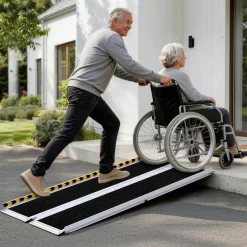 VEVOR Portable Wheelchair Ramp, 5FT, Non-Slip Aluminum Folding Handicap Ramp for Wheelchair, 800 lbs Capacity, Door Threshold Ramps for Home Steps, Stairs, Entry, Threshold, Doorways, Scooter, Curbs
