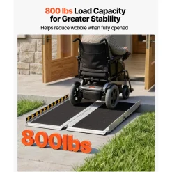 VEVOR Portable Wheelchair Ramp, 3FT, Non-Slip Aluminum Folding Handicap Ramp for Wheelchair, 800 lbs Capacity, Door Threshold Ramps for Home Steps, Stairs, Entry, Threshold, Doorways, Scooter, Curbs