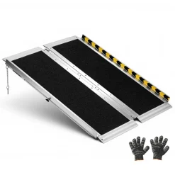 VEVOR Portable Wheelchair Ramp, 3FT, Non-Slip Aluminum Folding Handicap Ramp for Wheelchair, 800 lbs Capacity, Door Threshold Ramps for Home Steps, Stairs, Entry, Threshold, Doorways, Scooter, Curbs