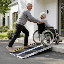 VEVOR Portable Wheelchair Ramp, 3FT, Non-Slip Aluminum Folding Handicap Ramp for Wheelchair, 800 lbs Capacity, Door Threshold Ramps for Home Steps, Stairs, Entry, Threshold, Doorways, Scooter, Curbs