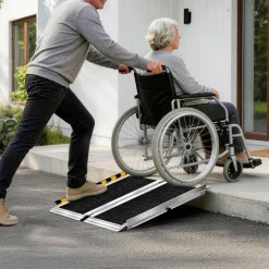 VEVOR Portable Wheelchair Ramp, 2FT, Non-Slip Aluminum Folding Handicap Ramp for Wheelchair, 800 lbs Capacity, Door Threshold Ramps for Home Steps, Stairs, Entry, Threshold, Doorways, Scooter, Curbs