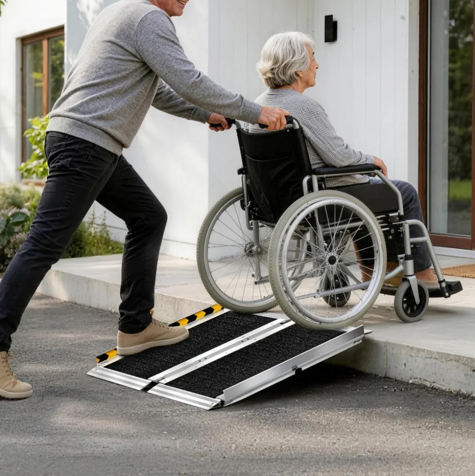 VEVOR Portable Wheelchair Ramp, 2FT, Non-Slip Aluminum Folding Handicap Ramp for Wheelchair, 800 lbs Capacity, Door Threshold Ramps for Home Steps, Stairs, Entry, Threshold, Doorways, Scooter, Curbs