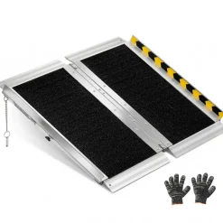 VEVOR Portable Wheelchair Ramp, 2FT, Non-Slip Aluminum Folding Handicap Ramp for Wheelchair, 800 lbs Capacity, Door Threshold Ramps for Home Steps, Stairs, Entry, Threshold, Doorways, Scooter, Curbs