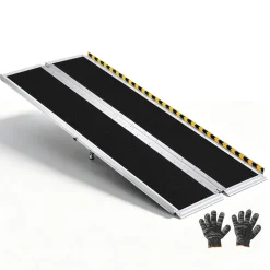 VEVOR Portable Wheelchair Ramp, 6FT, Non-Slip Aluminum Folding Handicap Ramp for Wheelchair, 800 lbs Capacity, Door Threshold Ramps for Home Steps, Stairs, Entry, Threshold, Doorways, Scooter, Curbs