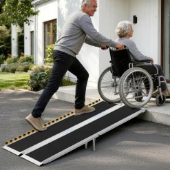 VEVOR Portable Wheelchair Ramp, 6FT, Non-Slip Aluminum Folding Handicap Ramp for Wheelchair, 800 lbs Capacity, Door Threshold Ramps for Home Steps, Stairs, Entry, Threshold, Doorways, Scooter, Curbs