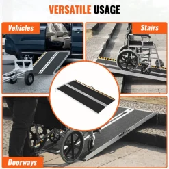 VEVOR Portable Wheelchair Ramp, 6 ft 800 lbs Capacity, Non-Slip Aluminum Folding Threshold Ramp, Foldable Mobility Scooter Ramp Wheel Chair Ramp, Handicap Ramp for Home Steps, Stairs, Doorways, Curbs