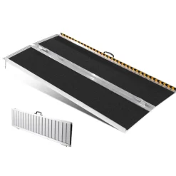 VEVOR Portable Wheelchair Ramp, 6 ft 800 lbs Capacity, Non-Slip Aluminum Folding Threshold Ramp, Foldable Mobility Scooter Ramp Wheel Chair Ramp, Handicap Ramp for Home Steps, Stairs, Doorways, Curbs