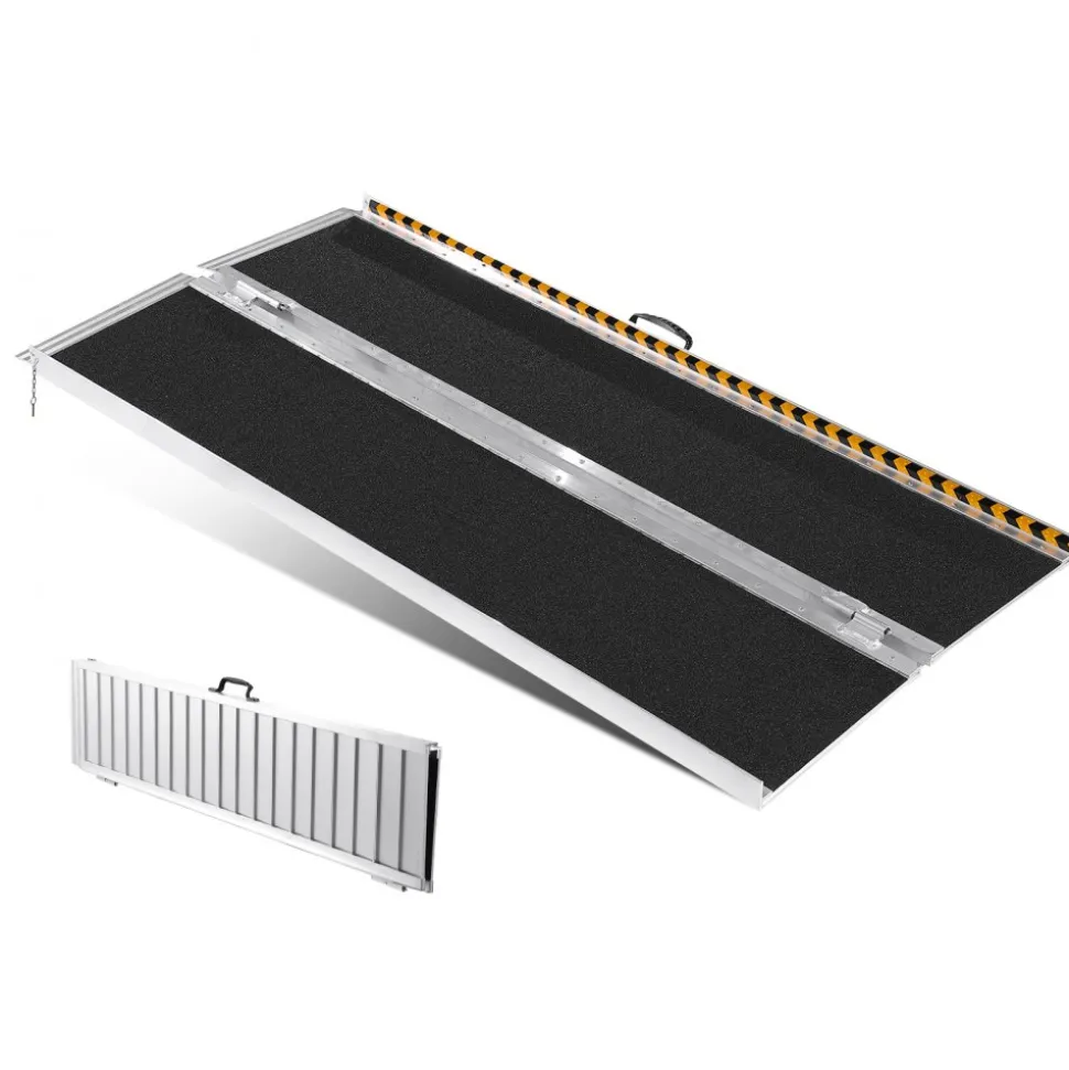 VEVOR Portable Wheelchair Ramp, 6 ft 800 lbs Capacity, Non-Slip Aluminum Folding Threshold Ramp, Foldable Mobility Scooter Ramp Wheel Chair Ramp, Handicap Ramp for Home Steps, Stairs, Doorways, Curbs