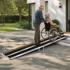 VEVOR Portable Wheelchair Ramp, 10FT, Non-Slip Aluminum Folding Handicap Ramp for Wheelchair, 800 lbs Capacity, Door Threshold Ramps for Home Steps, Stairs, Entry, Threshold, Doorways, Scooter, Curbs