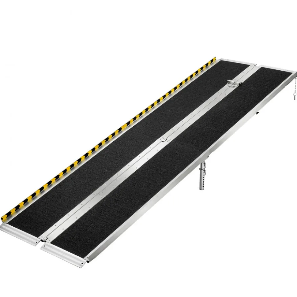 VEVOR Portable Wheelchair Ramp, 8FT, Non-Slip Aluminum Folding Handicap Ramp for Wheelchair, 800 lbs Capacity, Door Threshold Ramps for Home Steps, Stairs, Entry, Threshold, Doorways, Scooter, Curbs