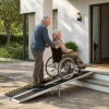 VEVOR Portable Wheelchair Ramp, 7FT, Non-Slip Aluminum Folding Handicap Ramp for Wheelchair, 800 lbs Capacity, Door Threshold Ramps for Home Steps, Stairs, Entry, Threshold, Doorways, Scooter, Curbs