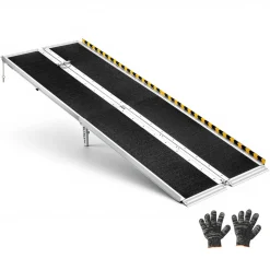 VEVOR Portable Wheelchair Ramp, 7FT, Non-Slip Aluminum Folding Handicap Ramp for Wheelchair, 800 lbs Capacity, Door Threshold Ramps for Home Steps, Stairs, Entry, Threshold, Doorways, Scooter, Curbs