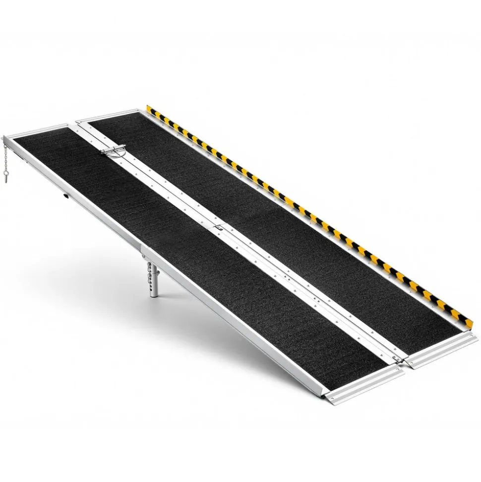 VEVOR Portable Wheelchair Ramp, 7FT, Non-Slip Aluminum Folding Handicap Ramp for Wheelchair, 800 lbs Capacity, Door Threshold Ramps for Home Steps, Stairs, Entry, Threshold, Doorways, Scooter, Curbs