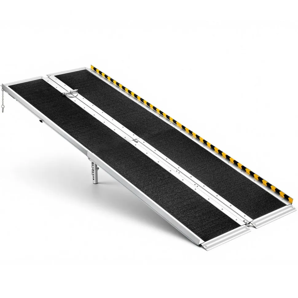 VEVOR Portable Wheelchair Ramp, 7FT, Non-Slip Aluminum Folding Handicap Ramp for Wheelchair, 800 lbs Capacity, Door Threshold Ramps for Home Steps, Stairs, Entry, Threshold, Doorways, Scooter, Curbs