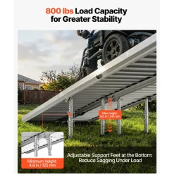 VEVOR Portable Wheelchair Ramp, 7FT, Non-Slip Aluminum Folding Handicap Ramp for Wheelchair, 800 lbs Capacity, Door Threshold Ramps for Home Steps, Stairs, Entry, Threshold, Doorways, Scooter, Curbs