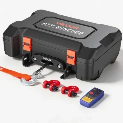 VEVOR Portable Winch, 4500 lbs 12V DC Electric Winch with Synthetic Rope, Wireless & Wired Remotes, Box-Style Recovery Kit with Fairlead, Clevis Hook, Strap for ATV UTV Off-Road Outdoor Pulling Tasks