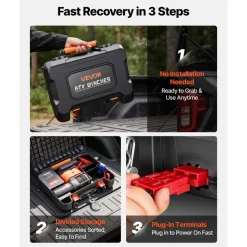 VEVOR Portable Winch, 3500 lbs 12V DC Electric Winch with Synthetic Rope, Wireless & Wired Remotes, Box-Style Recovery Kit with Fairlead, Clevis Hook, Strap for ATV UTV Off-Road Outdoor Pulling Tasks