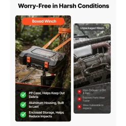 VEVOR Portable Winch, 3500 lbs 12V DC Electric Winch with Synthetic Rope, Wireless & Wired Remotes, Box-Style Recovery Kit with Fairlead, Clevis Hook, Strap for ATV UTV Off-Road Outdoor Pulling Tasks