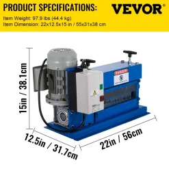 VEVOR Portable Wire Stripper, 18 AWG to 1" OD, 11 Channels, 10 Blades, Electric Machine for Efficient Copper Recycling, Speeds Up to 75ft/min