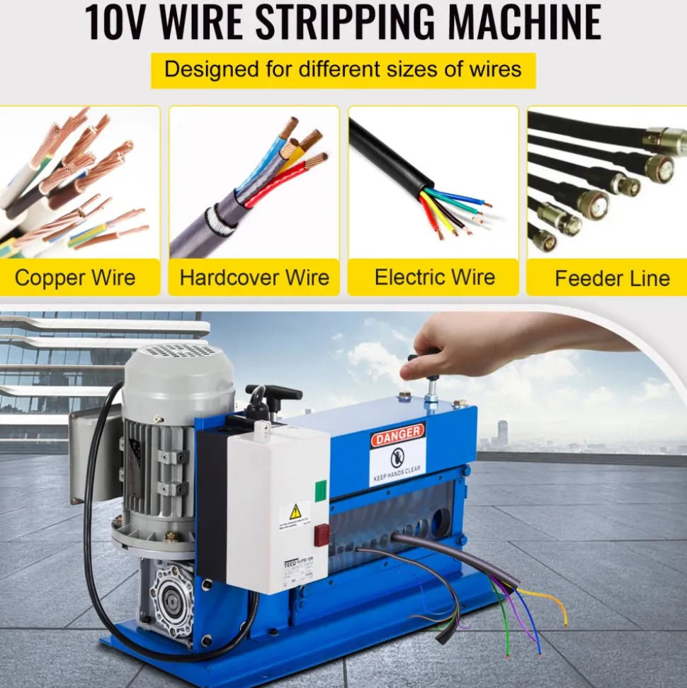 VEVOR Portable Wire Stripper, 18 AWG to 1" OD, 11 Channels, 10 Blades, Electric Machine for Efficient Copper Recycling, Speeds Up to 75ft/min