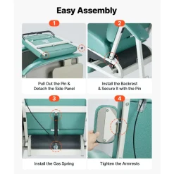 VEVOR 4-Position Geri Reclining Chair 500LBS Capacity Geri Chair Recliner, 4-Wheel Medical Recliner Chairs with Trendelenburg, Soft Padded Seat & Trays for Hospitals, Clinics, Geriatric Home Care
