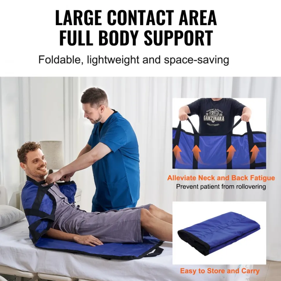 VEVOR Positioning Bed Pad with 8 Reinforced Handles, 48" x 40" Lifting, Turning, Repositioning, Patient Transfer Sheet Washable for Elderly, Patient, Bedridden, 400LBS Capacity
