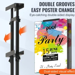 VEVOR Poster Stand, Adjustable Height Up to 75