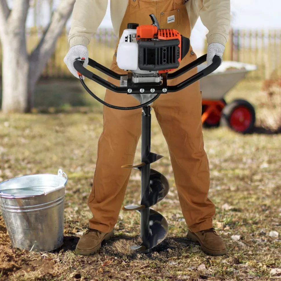 VEVOR Post Hole Digger, 43cc 1250W Auger Post Hole digger, Gas Powered Earth Digger with 8" Earth Auger Drill Bit, 30 inch Long Alloy Steel Auger, for Farmland, Garden and Plant, EPA certification