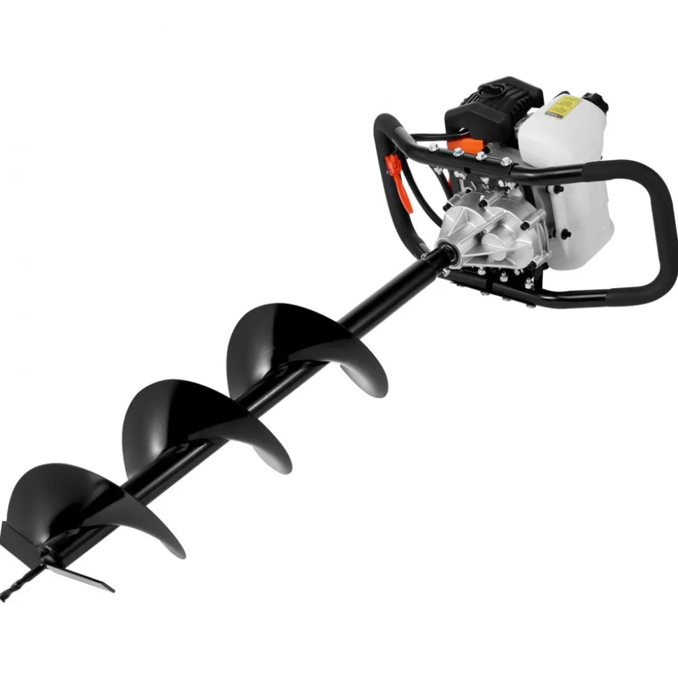 VEVOR Post Hole Digger Gas Powered, 52CC 1450W Earth Auger, Gas Auger with 8” Auger Drill Action Design Bits & 1 Extension Rod, Post Fence Hole Digger for Farmland Garden Plant, Orange+Black