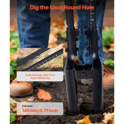 VEVOR Post Hole Digger, Heavy Duty Post Hole Digger with Fiberglass Handle, Manual Hole Digger with Scale Markings and Metal Blade, Post Hole Digger Tool for Digging Gardening and Outdoors, 57.5-Inch