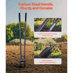 VEVOR Post Hole Digger, Heavy Duty Post Hole Digger with Carbon Steel Handle, Manual Hole Digger with Scale Markings and Metal Blade, Post Hole Digger Tool for Digging Gardening Outdoors, 57.5-Inch