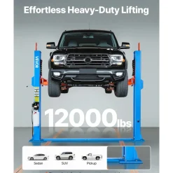 VEVOR 2 Post Lift, 12000 lbs Capacity, 220V 2.95 HP Powerful Motor, Two Post Car Lift Auto Hoist for Sedan SUV Pickup, Automotive Hoist 74.8 Inch Height for Home Garage, Repair Shop, Workshop, Blue