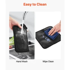 VEVOR Pot Holders, Heat Resistant to 500°F with Ribbed Soft Anti-Slip Silicone Strips, 100% Cotton 9.06 x 8.98 inch Hot Pads with 2 No-Marks Hooks, Washable Pot Trivets for Kitchen & Barbeque, 2 Pack
