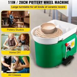 VEVOR Pottery Wheel 28cm Pottery Forming Machine 350W Electric Pottery Wheel with Adjustable Feet Lever Pedal DIY Clay Tool with Tray for Ceramic Work Clay Art DIY Clay Green, 18 Piece