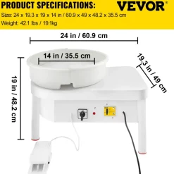 VEVOR Pottery Wheel 36cm Pottery Forming Machine with Foot Pedal Pottery Wheel for Adults 450W Electric Pottery Wheel for DIY Clay Art Craft